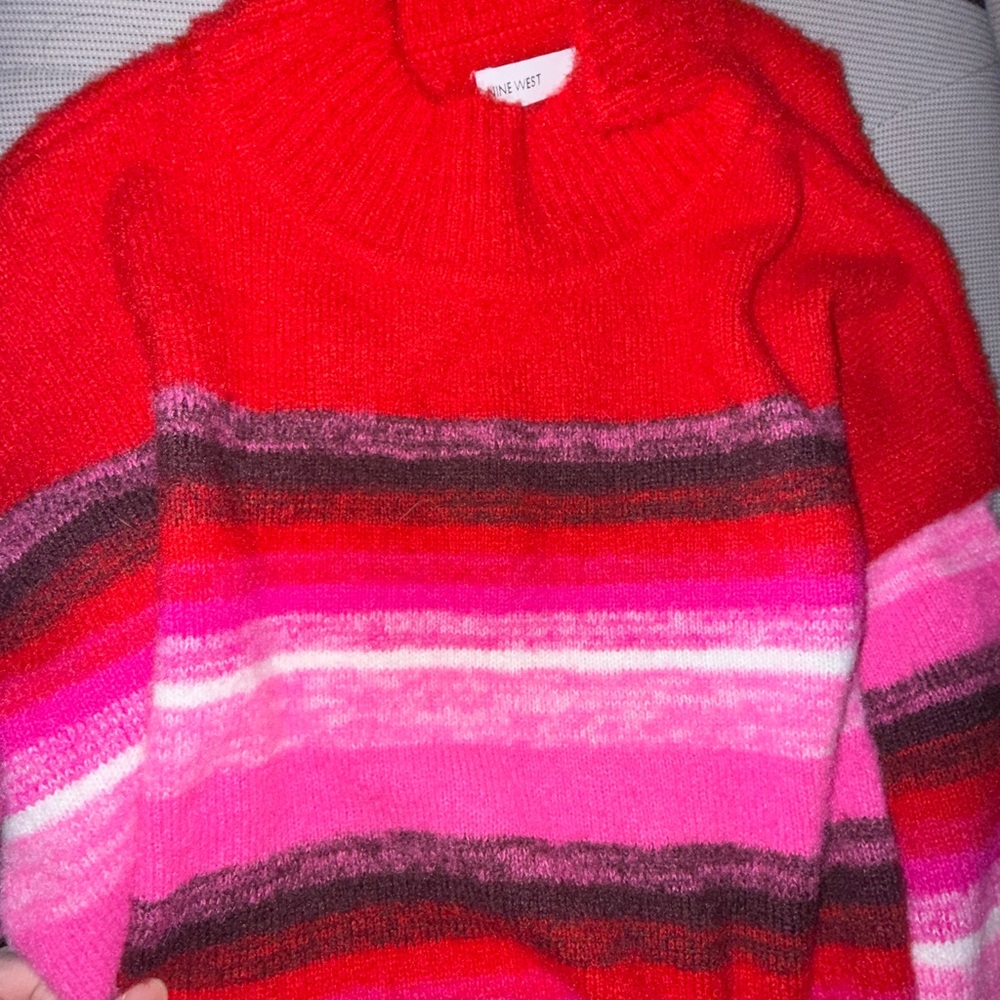NWT Nine West Women's Striped Sweater - Red and Pink